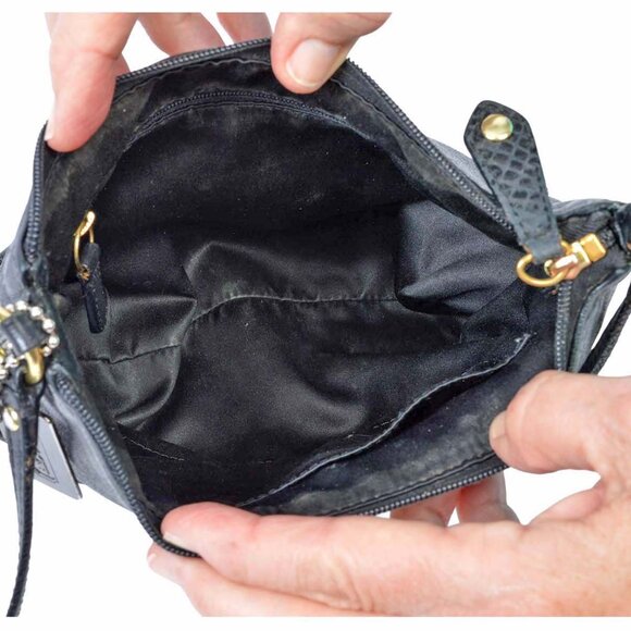 AUTHENTIC COACH Small Leather W/Snakeskin Trim Crossbody - Picture 5 of 14